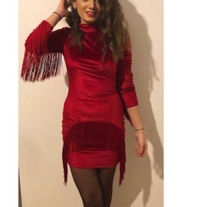 Red fringe dress